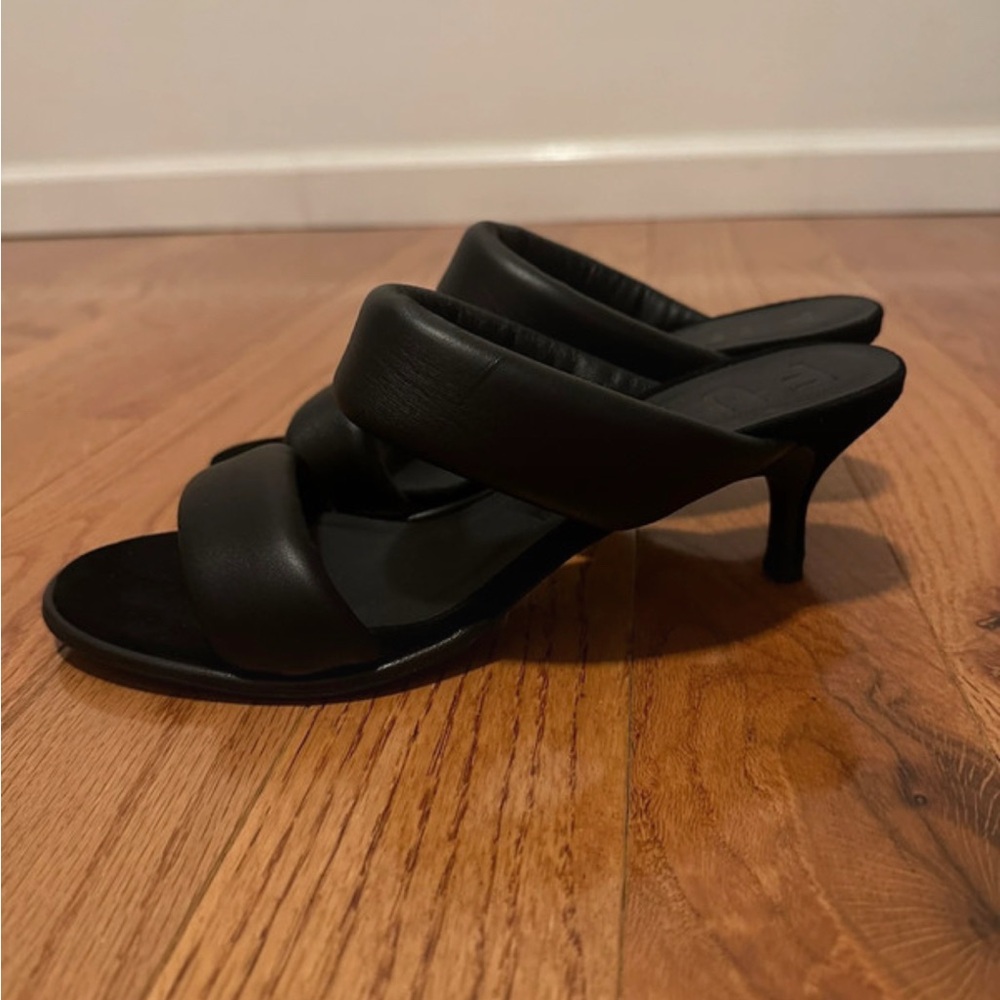 Furla Black Leather Heels Minimalist Design